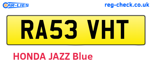 RA53VHT are the vehicle registration plates.