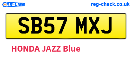 SB57MXJ are the vehicle registration plates.