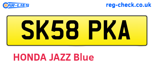 SK58PKA are the vehicle registration plates.