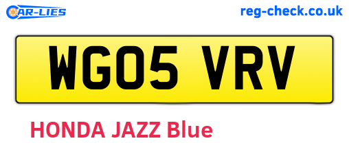 WG05VRV are the vehicle registration plates.