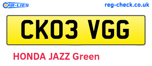 CK03VGG are the vehicle registration plates.
