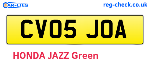 CV05JOA are the vehicle registration plates.