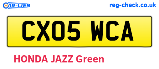 CX05WCA are the vehicle registration plates.