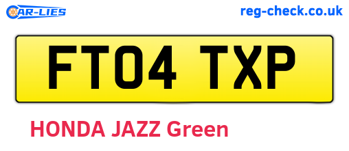 FT04TXP are the vehicle registration plates.
