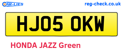 HJ05OKW are the vehicle registration plates.