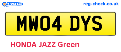 MW04DYS are the vehicle registration plates.