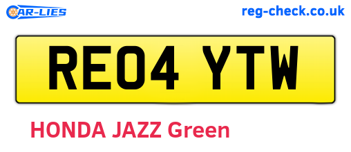 RE04YTW are the vehicle registration plates.