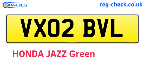 VX02BVL are the vehicle registration plates.