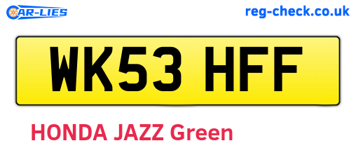 WK53HFF are the vehicle registration plates.