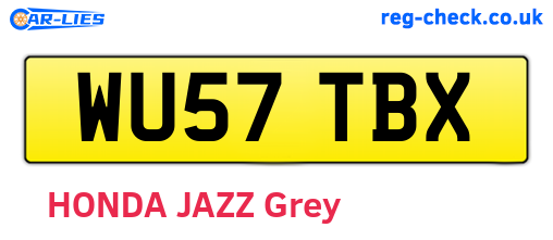 WU57TBX are the vehicle registration plates.