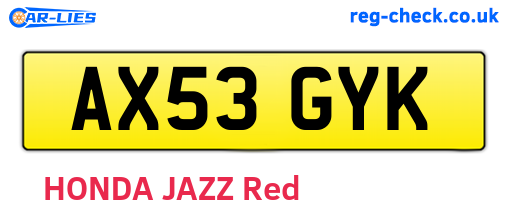 AX53GYK are the vehicle registration plates.