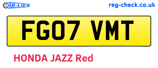 FG07VMT are the vehicle registration plates.