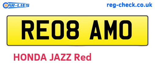 RE08AMO are the vehicle registration plates.