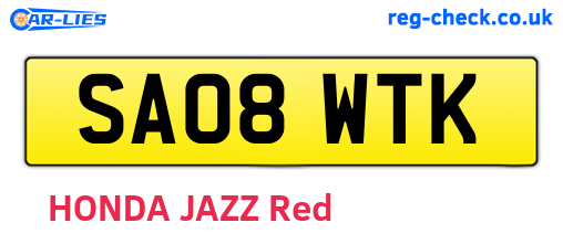 SA08WTK are the vehicle registration plates.