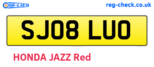 SJ08LUO are the vehicle registration plates.