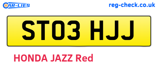 ST03HJJ are the vehicle registration plates.