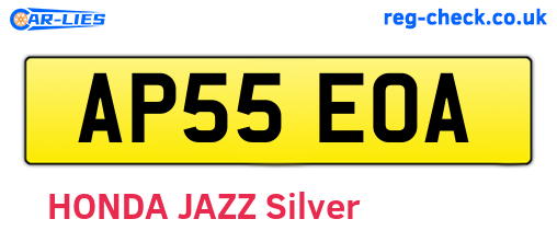 AP55EOA are the vehicle registration plates.