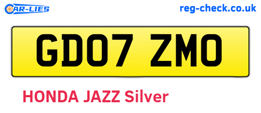 GD07ZMO are the vehicle registration plates.