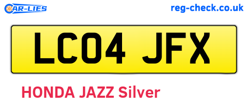 LC04JFX are the vehicle registration plates.