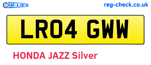 LR04GWW are the vehicle registration plates.