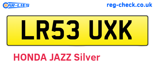 LR53UXK are the vehicle registration plates.