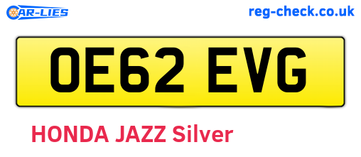 OE62EVG are the vehicle registration plates.
