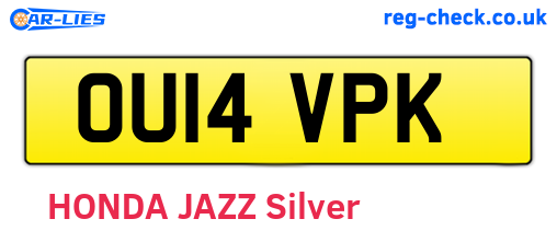 OU14VPK are the vehicle registration plates.