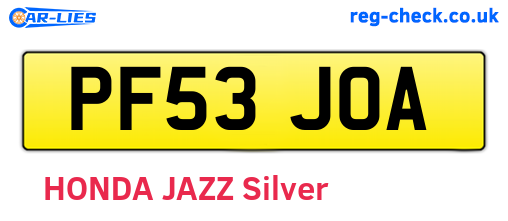 PF53JOA are the vehicle registration plates.