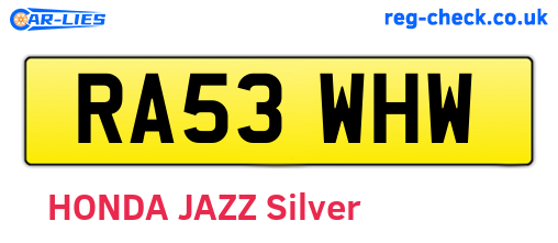 RA53WHW are the vehicle registration plates.