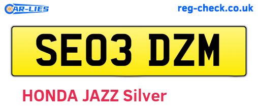 SE03DZM are the vehicle registration plates.