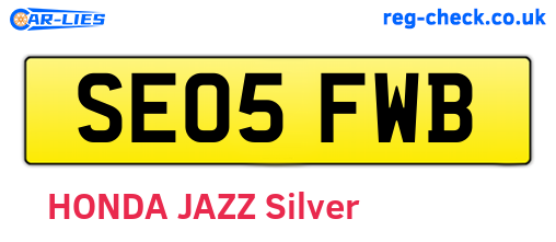 SE05FWB are the vehicle registration plates.
