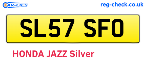 SL57SFO are the vehicle registration plates.