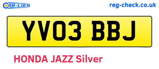 YV03BBJ are the vehicle registration plates.