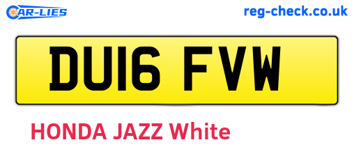 DU16FVW are the vehicle registration plates.