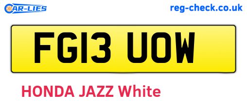 FG13UOW are the vehicle registration plates.