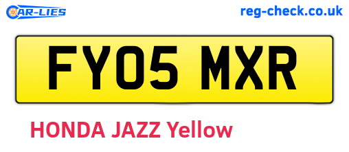 FY05MXR are the vehicle registration plates.