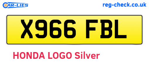 X966FBL are the vehicle registration plates.