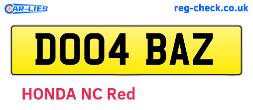 DO04BAZ are the vehicle registration plates.