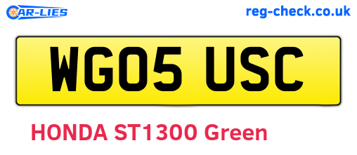 WG05USC are the vehicle registration plates.