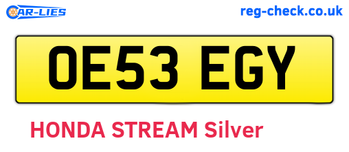 OE53EGY are the vehicle registration plates.