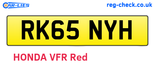 RK65NYH are the vehicle registration plates.