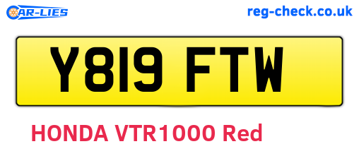 Y819FTW are the vehicle registration plates.