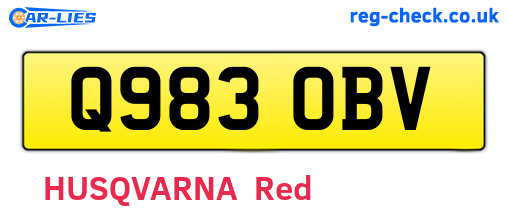 Q983OBV are the vehicle registration plates.