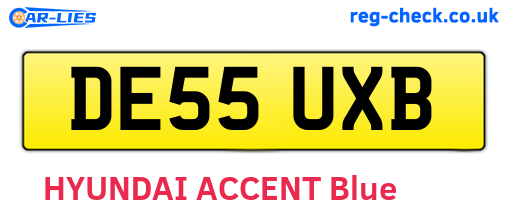 DE55UXB are the vehicle registration plates.