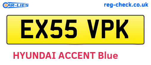 EX55VPK are the vehicle registration plates.