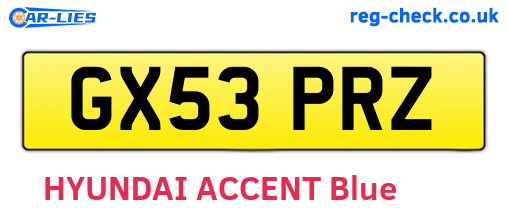 GX53PRZ are the vehicle registration plates.