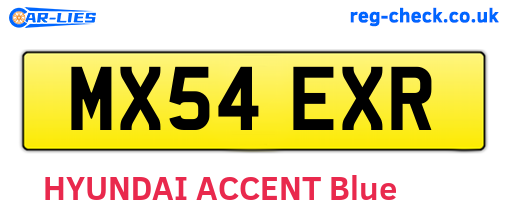 MX54EXR are the vehicle registration plates.