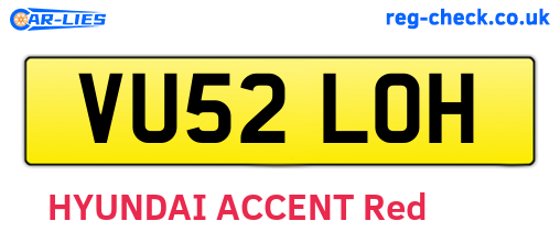 VU52LOH are the vehicle registration plates.