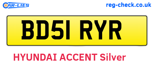 BD51RYR are the vehicle registration plates.
