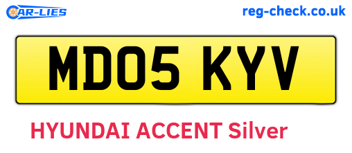 MD05KYV are the vehicle registration plates.